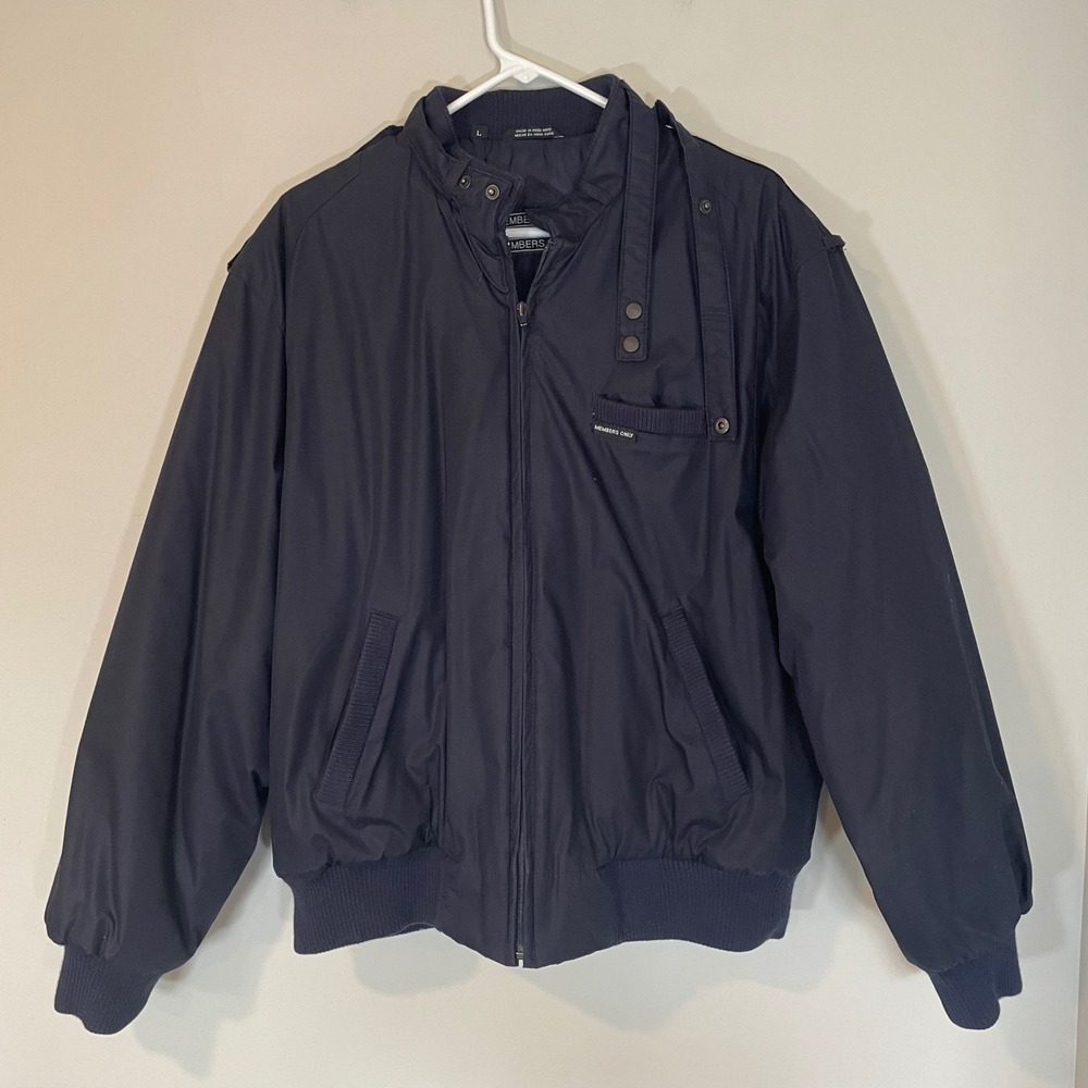 VTG Members‎ Only Jacket Large Navy Blue Quilted Lining Windbreaker Bomber Mens
